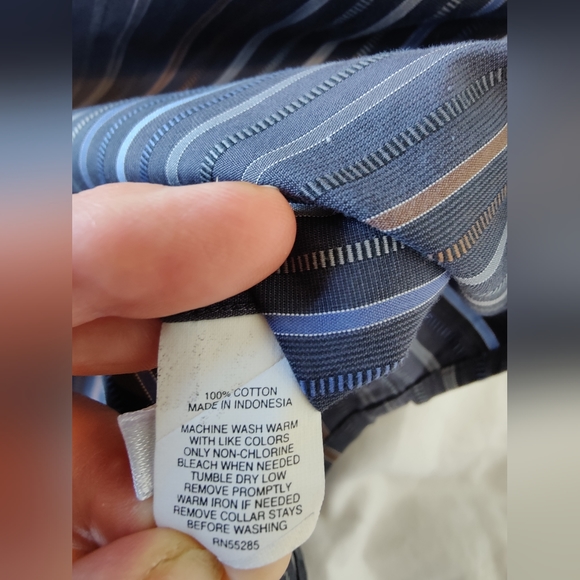 Express Design Studio striped 💙 men's button down dress shirt 🔘 (Large) 👔 - Picture 10 of 15